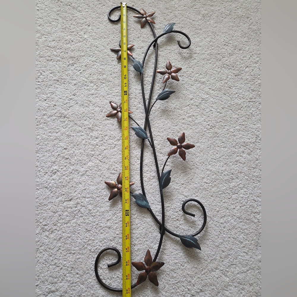 Floral Metal Wall Art Decor in Black and Brown - Picture 2 of 4